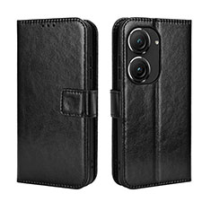 Leather Case Stands Flip Cover Holder BY5 for Asus Zenfone 9 Black