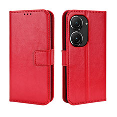 Leather Case Stands Flip Cover Holder BY5 for Asus Zenfone 9 Red