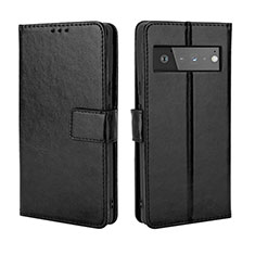 Leather Case Stands Flip Cover Holder BY5 for Google Pixel 6 5G Black