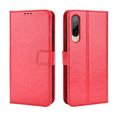 Leather Case Stands Flip Cover Holder BY5 for HTC Desire 22 Pro 5G Red