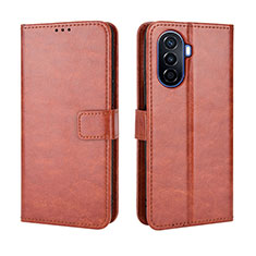 Leather Case Stands Flip Cover Holder BY5 for Huawei Enjoy 50 Brown