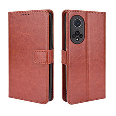 Leather Case Stands Flip Cover Holder BY5 for Huawei Honor 50 Pro 5G Brown