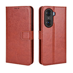 Leather Case Stands Flip Cover Holder BY5 for Huawei Honor 60 Pro 5G Brown