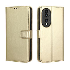 Leather Case Stands Flip Cover Holder BY5 for Huawei Honor 70 5G Gold