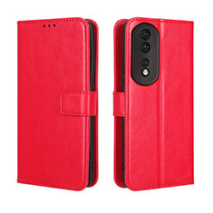 Leather Case Stands Flip Cover Holder BY5 for Huawei Honor 80 Pro Flat 5G Red