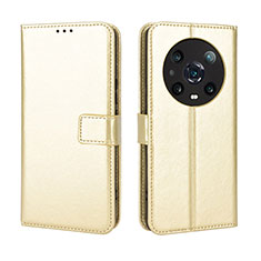 Leather Case Stands Flip Cover Holder BY5 for Huawei Honor Magic4 Pro 5G Gold