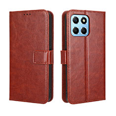 Leather Case Stands Flip Cover Holder BY5 for Huawei Honor X6 5G Brown