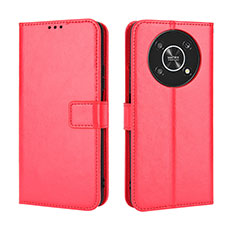 Leather Case Stands Flip Cover Holder BY5 for Huawei Honor X9 5G Red