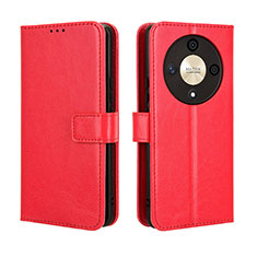 Leather Case Stands Flip Cover Holder BY5 for Huawei Honor X9b 5G Red