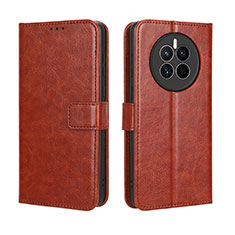 Leather Case Stands Flip Cover Holder BY5 for Huawei Mate 50 Brown