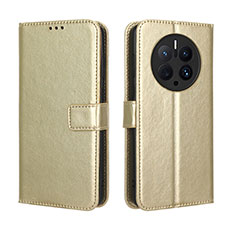 Leather Case Stands Flip Cover Holder BY5 for Huawei Mate 50 Pro Gold