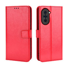 Leather Case Stands Flip Cover Holder BY5 for Huawei Nova 10 Pro Red