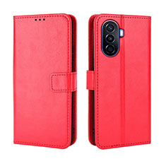 Leather Case Stands Flip Cover Holder BY5 for Huawei Nova Y71 Red