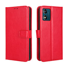 Leather Case Stands Flip Cover Holder BY5 for Motorola Moto E13 Red