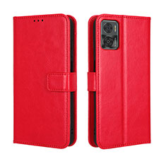 Leather Case Stands Flip Cover Holder BY5 for Motorola Moto E22i Red