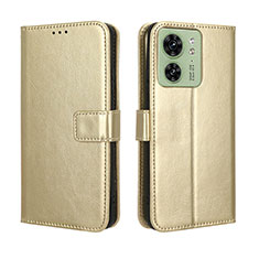 Leather Case Stands Flip Cover Holder BY5 for Motorola Moto Edge 40 5G Gold