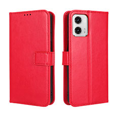 Leather Case Stands Flip Cover Holder BY5 for Motorola Moto G 5G (2023) Red