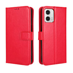 Leather Case Stands Flip Cover Holder BY5 for Motorola Moto G53 5G Red