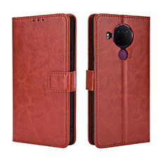 Leather Case Stands Flip Cover Holder BY5 for Nokia 5.4 Brown
