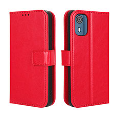 Leather Case Stands Flip Cover Holder BY5 for Nokia C02 Red