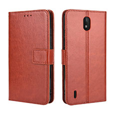 Leather Case Stands Flip Cover Holder BY5 for Nokia C2 Brown