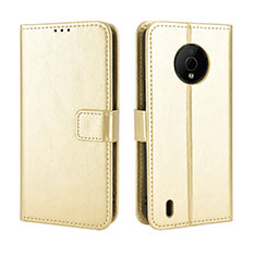 Leather Case Stands Flip Cover Holder BY5 for Nokia C200 Gold