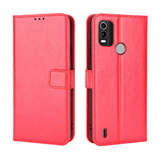 Leather Case Stands Flip Cover Holder BY5 for Nokia C21 Plus Red