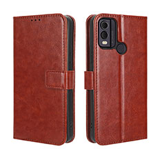 Leather Case Stands Flip Cover Holder BY5 for Nokia C22 Brown