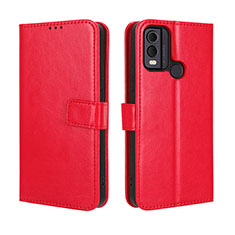 Leather Case Stands Flip Cover Holder BY5 for Nokia C22 Red