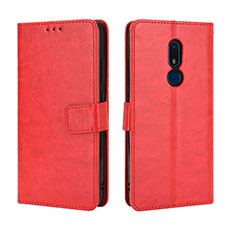 Leather Case Stands Flip Cover Holder BY5 for Nokia C3 Red