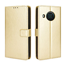 Leather Case Stands Flip Cover Holder BY5 for Nokia X100 5G Gold