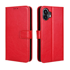 Leather Case Stands Flip Cover Holder BY5 for Nothing Phone 2 Red