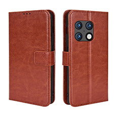 Leather Case Stands Flip Cover Holder BY5 for OnePlus 10 Pro 5G Brown