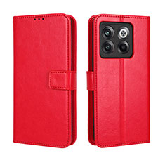 Leather Case Stands Flip Cover Holder BY5 for OnePlus 10T 5G Red