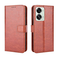 Leather Case Stands Flip Cover Holder BY5 for OnePlus Nord 2T 5G Brown