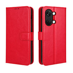 Leather Case Stands Flip Cover Holder BY5 for OnePlus Nord 3 5G Red