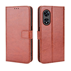 Leather Case Stands Flip Cover Holder BY5 for Oppo A1 5G Brown