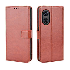Leather Case Stands Flip Cover Holder BY5 for Oppo A1x 5G Brown