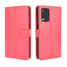 Leather Case Stands Flip Cover Holder BY5 for Oppo A54 4G Red