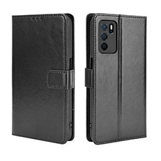 Leather Case Stands Flip Cover Holder BY5 for Oppo A54s Black