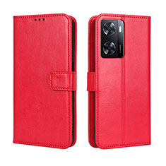 Leather Case Stands Flip Cover Holder BY5 for Oppo A57 4G Red