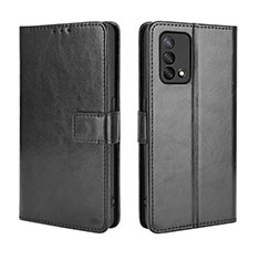 Leather Case Stands Flip Cover Holder BY5 for Oppo A74 4G Black