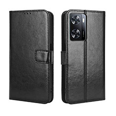 Leather Case Stands Flip Cover Holder BY5 for Oppo A77 4G Black