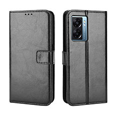 Leather Case Stands Flip Cover Holder BY5 for Oppo A77 5G Black