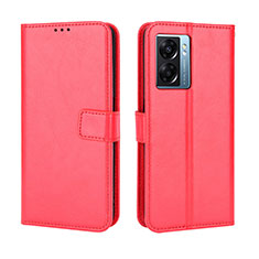Leather Case Stands Flip Cover Holder BY5 for Oppo A77 5G Red
