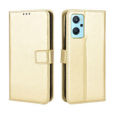 Leather Case Stands Flip Cover Holder BY5 for Oppo A96 4G Gold