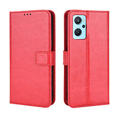 Leather Case Stands Flip Cover Holder BY5 for Oppo A96 4G Red