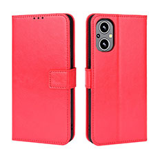 Leather Case Stands Flip Cover Holder BY5 for Oppo A96 5G Red