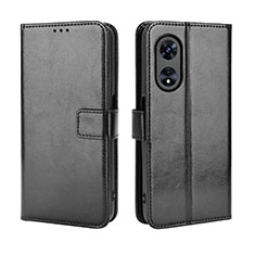 Leather Case Stands Flip Cover Holder BY5 for Oppo A98 5G Black