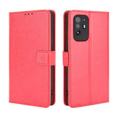 Leather Case Stands Flip Cover Holder BY5 for Oppo F19 Pro+ Plus 5G Red